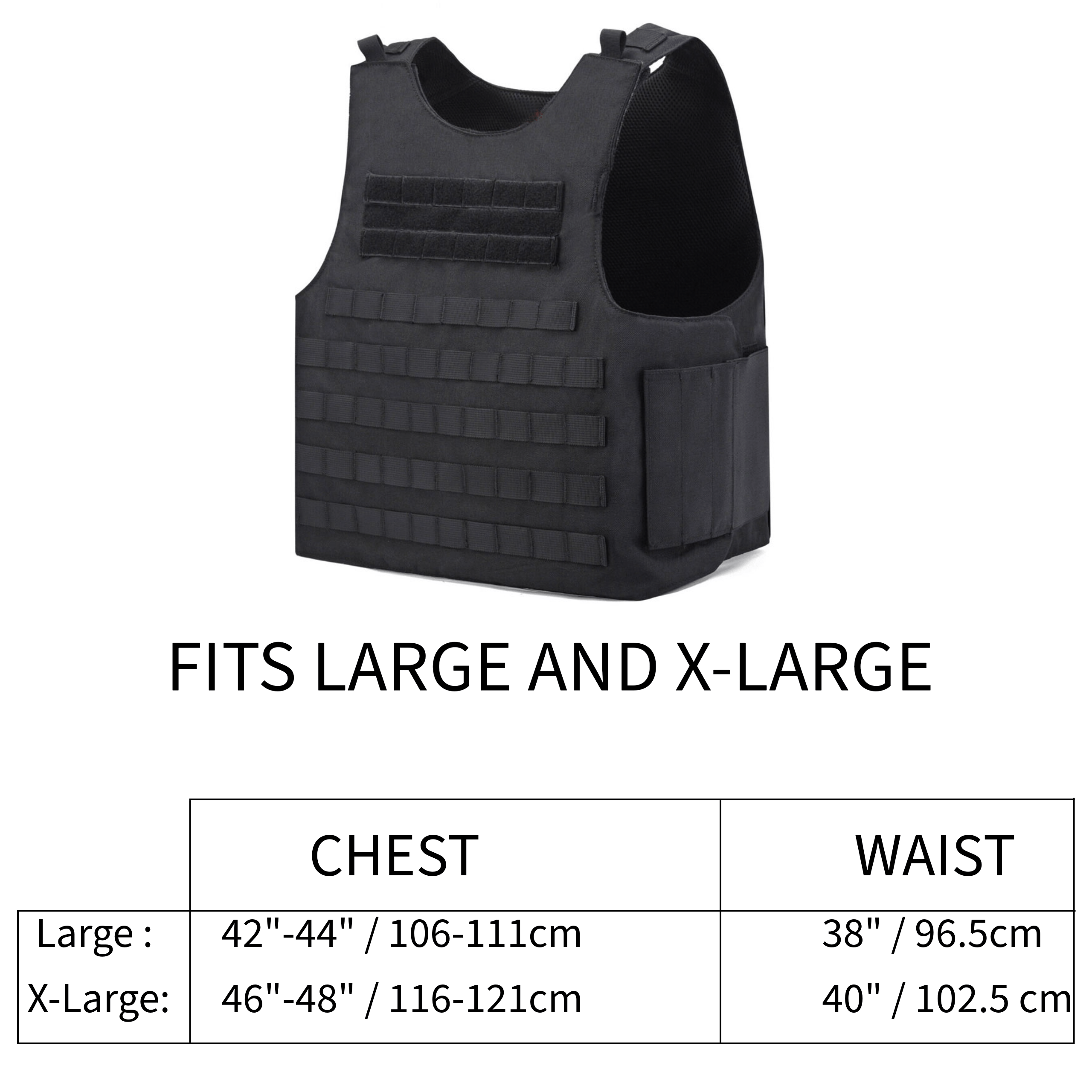 Level IIIA Molle Armor Vest Bulletproof Ballistic Large/X-Large - NAKESTORES