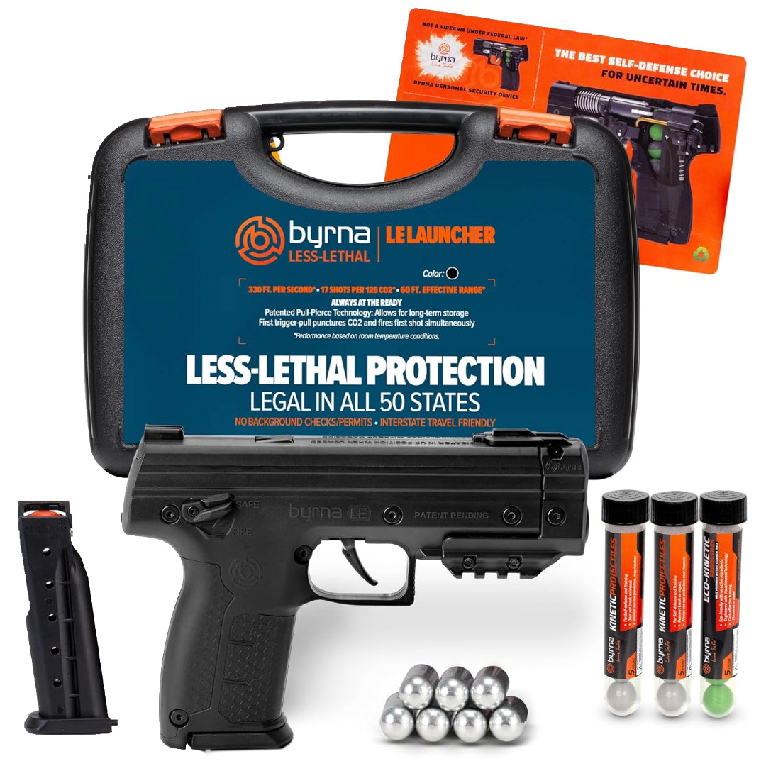 Nakestores LE Bundle Black | Includes Byrna LE Universal Kit + Byrna 95 Count Kinetic Projectiles + (10) Byrna 12grams CO2 + Byrna Level 2 Holster - NAKESTORES