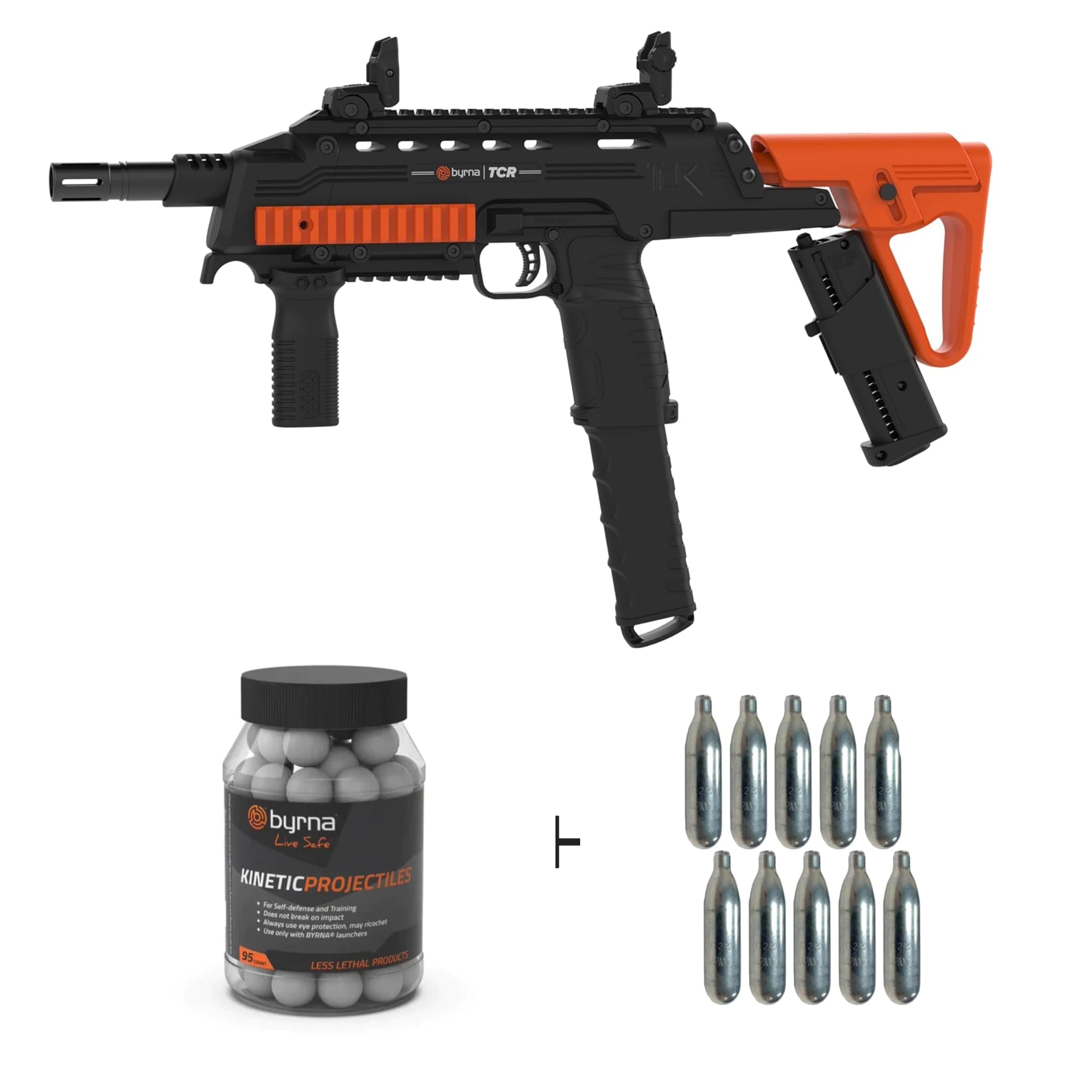 Nakestores TCR Bundle | Includes Byrna TCR Launcher + (2) Byrna 95-count Kinetic Projectiles + Byrna (10) 12grams CO2 - NAKESTORES