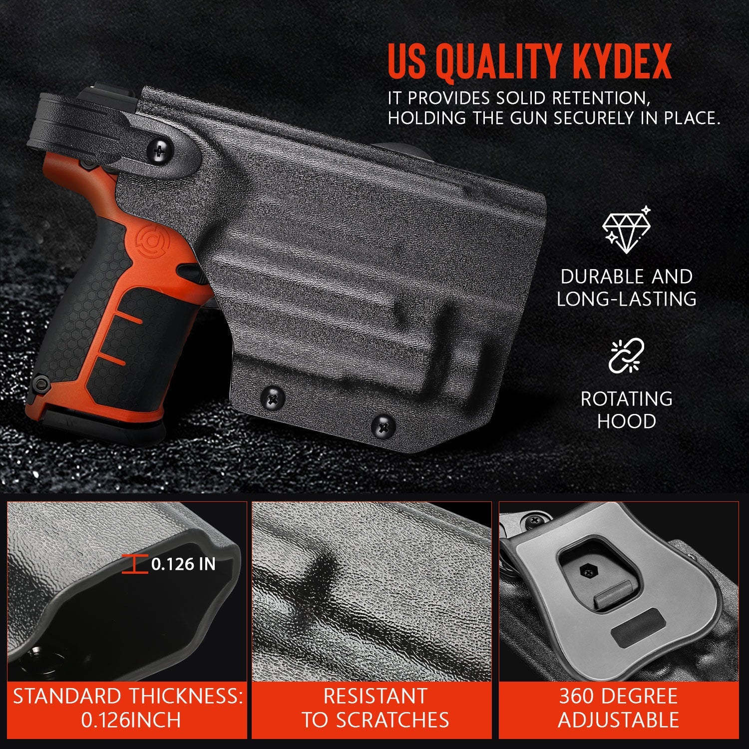 Level 3 RH Custom Holster For Byrna LE or SDXL Launcher compatible with Divalite laser light combo - NAKESTORES