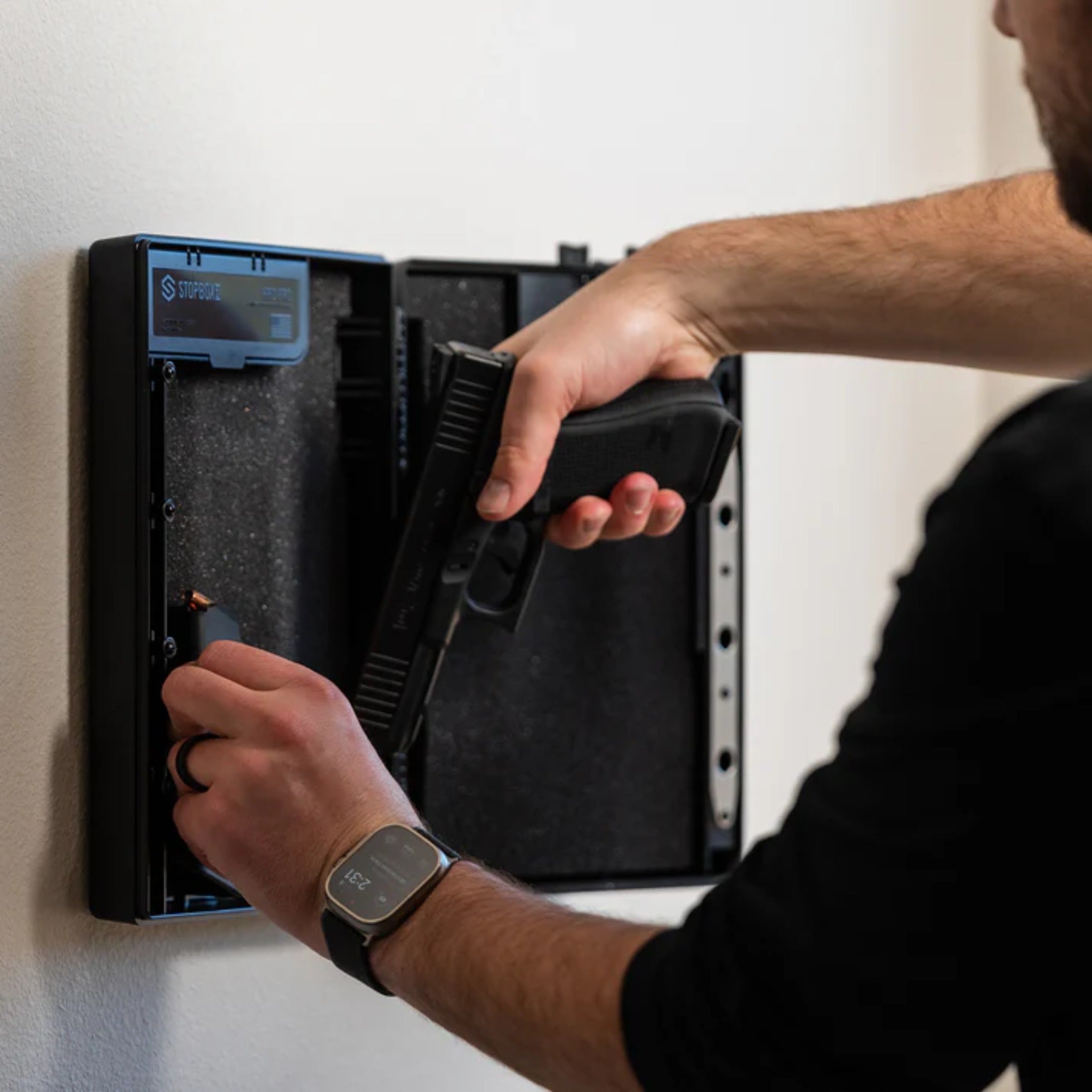 StopBox WARD Wall-Mounted Mechanical Gun Safe - Quick Access | No Batteries - Ungunn